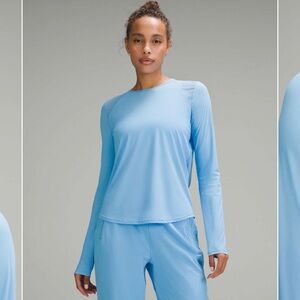 Lululemon Sculpt Long-Sleeve Shirt Aero Blue Pleated